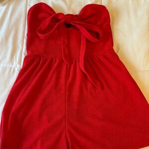 Beachy Wild Fable Red Strapless Jumpsuit